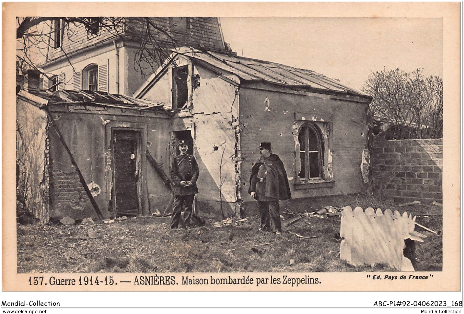 ABCP1-92-0085 - ASNIERES - Maison Bombardée Par Les Zeppelins - Guerre 1914-15 - Asnieres Sur Seine