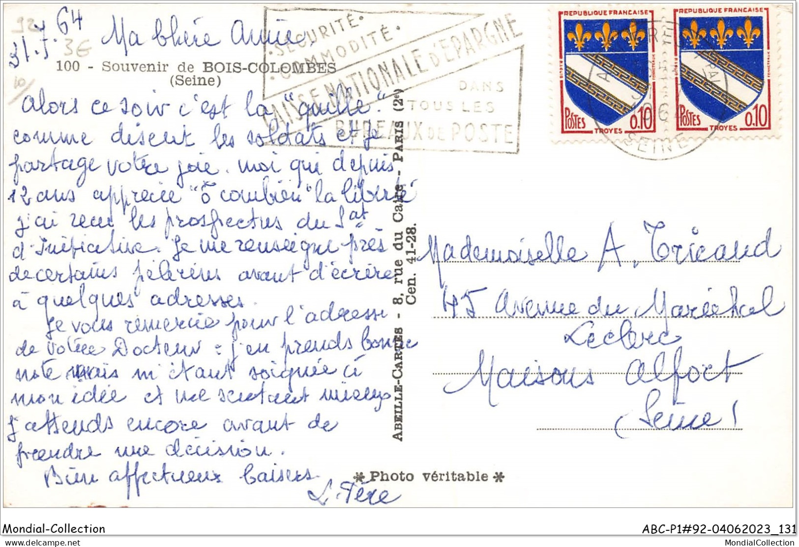 ABCP1-92-0066 - Souvenir De BOIS-COLOMBES  - Colombes