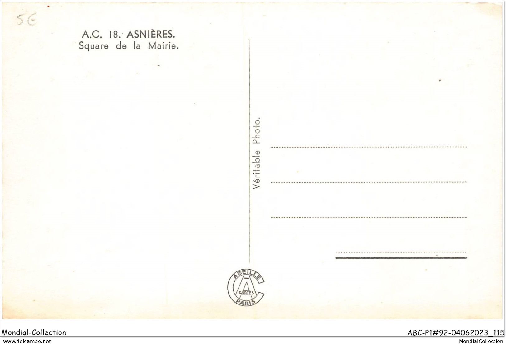 ABCP1-92-0058 - ASNIERES - Square De La Mairie - Asnieres Sur Seine