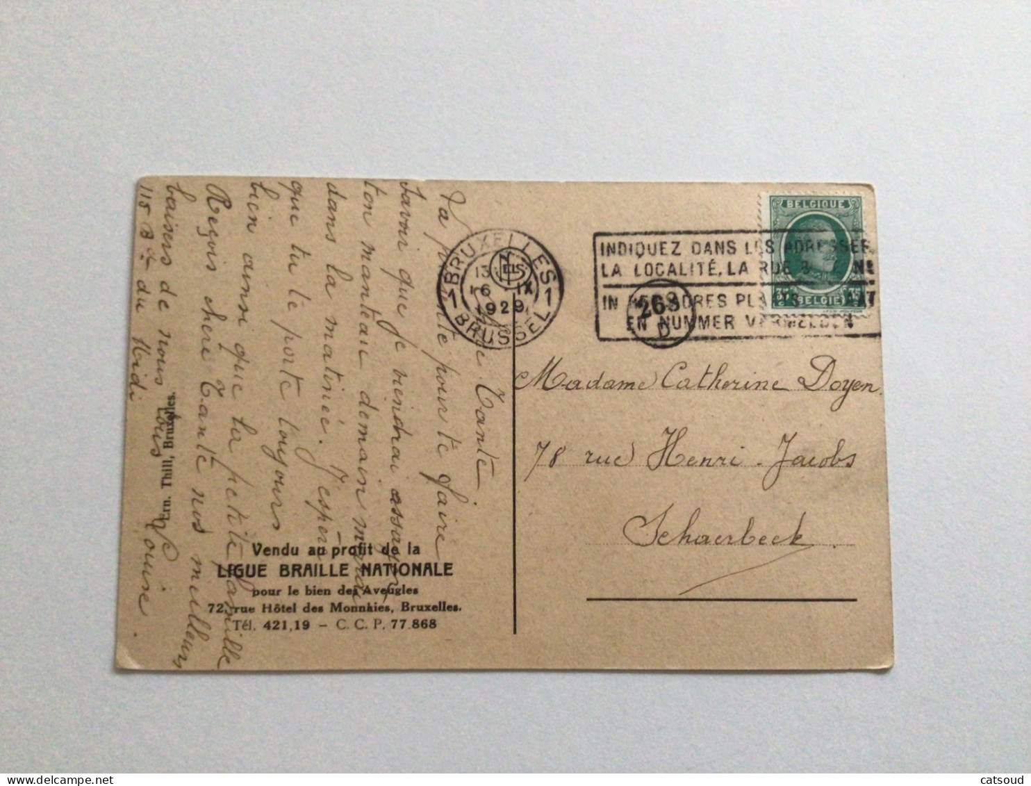 Carte Postale Ancienne (1929) Profil De Vieillard - Eau Forte Par Cécile Douard - Pintura & Cuadros