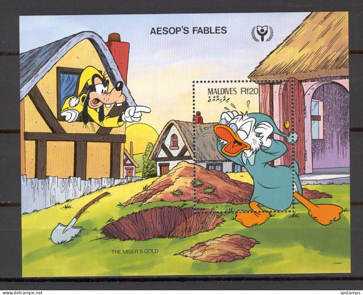 Disney Maldives 1990 Aesop's Fables - The Miser's Gold MS MNH - Disney
