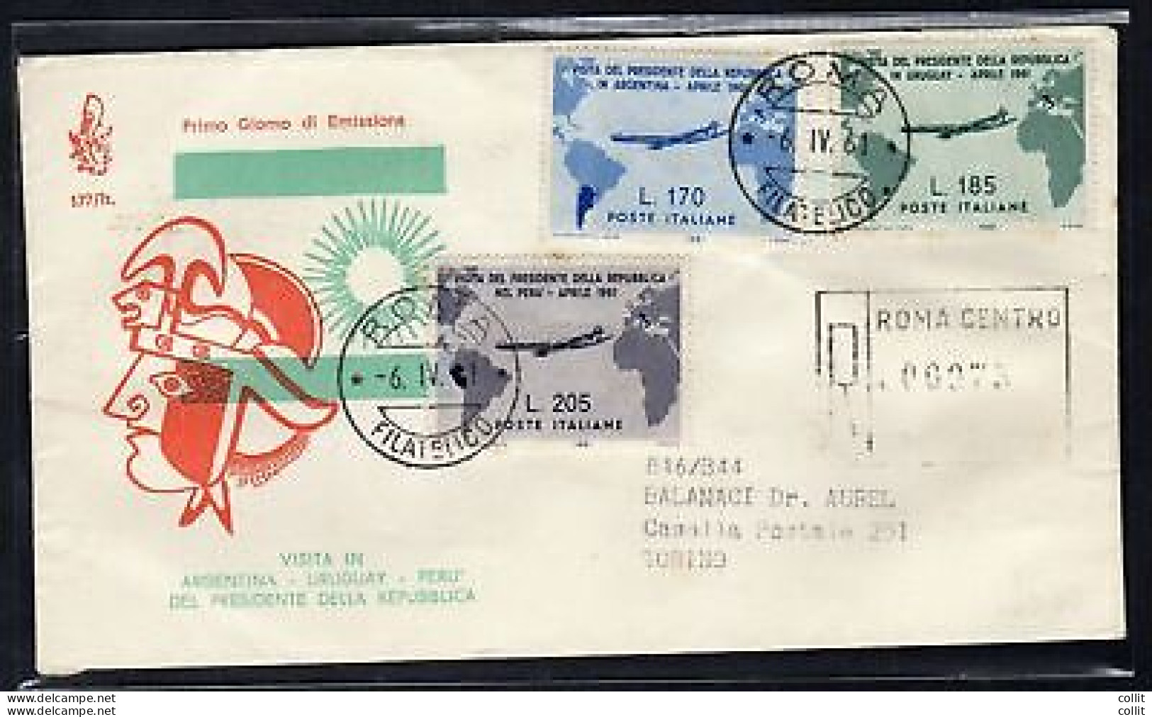 Italia FDC Venetia 1961 Gronchi  Viaggiata Racc. Per L'Italia - FDC