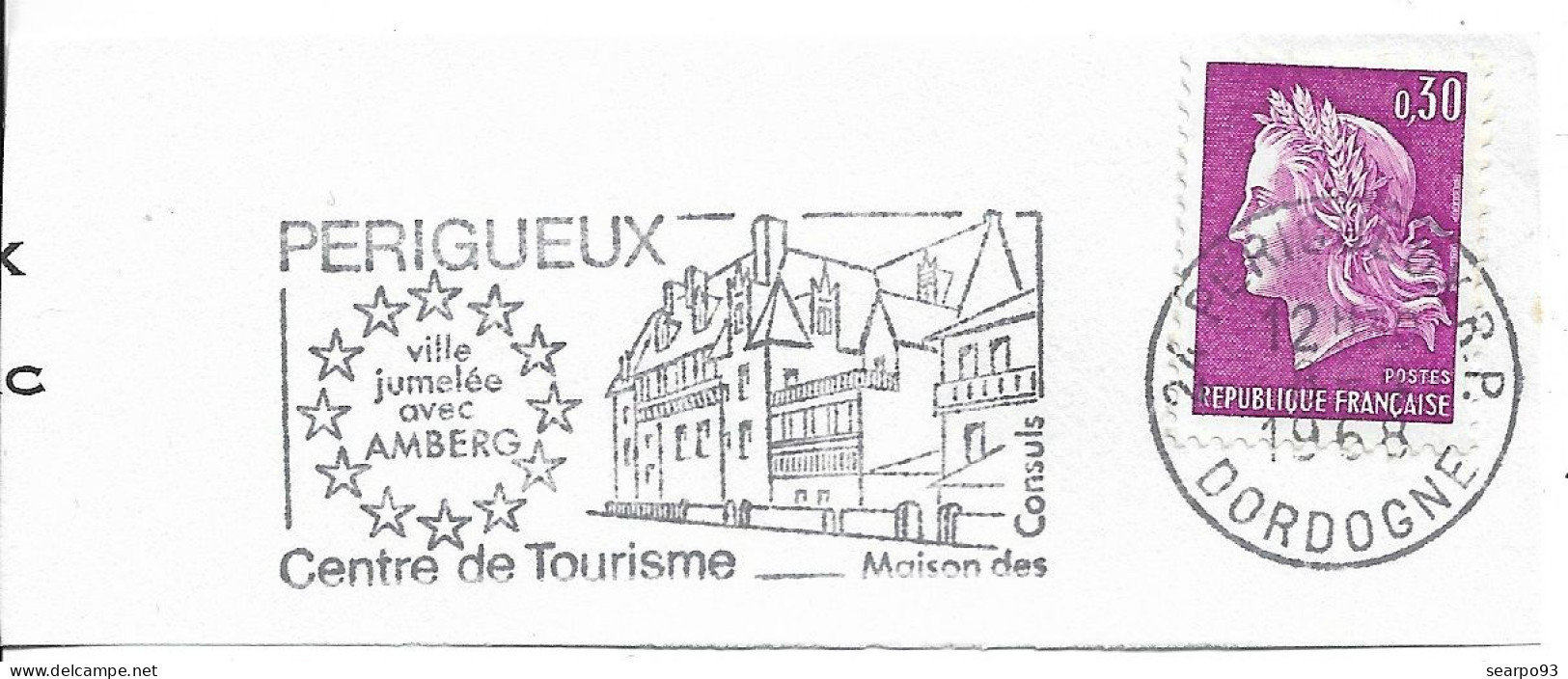 FRANCE. POSTMARK. HOUSE OF THE CONSULS. PERIGUEUX. 1968 - 1961-....