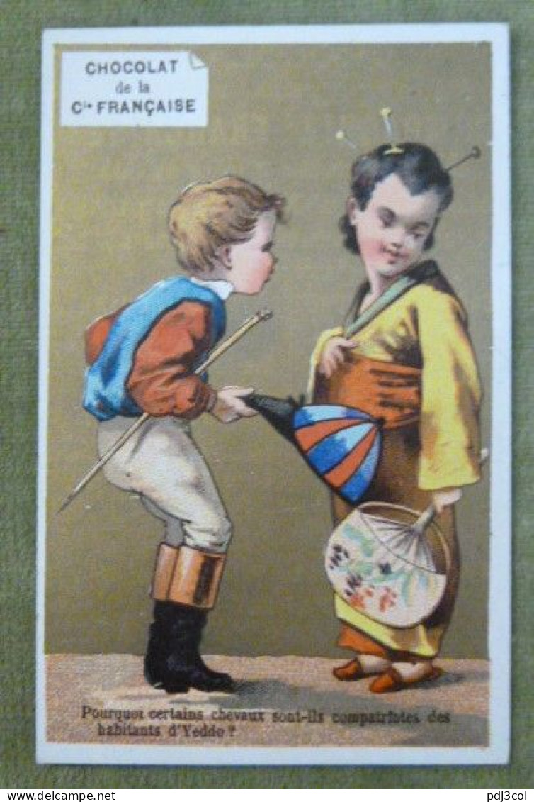 Lot de 10 chromos - Chocolat de la Cie Française - Scènes d'enfants humoristiques légendées, fonds or