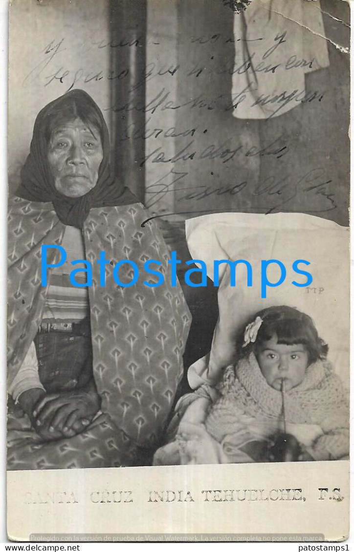 227756 ARGENTINA SANTA CRUZ COSTUMES NATIVE INDIAS TEHUELCHE POSTAL POSTCARD - Argentinien