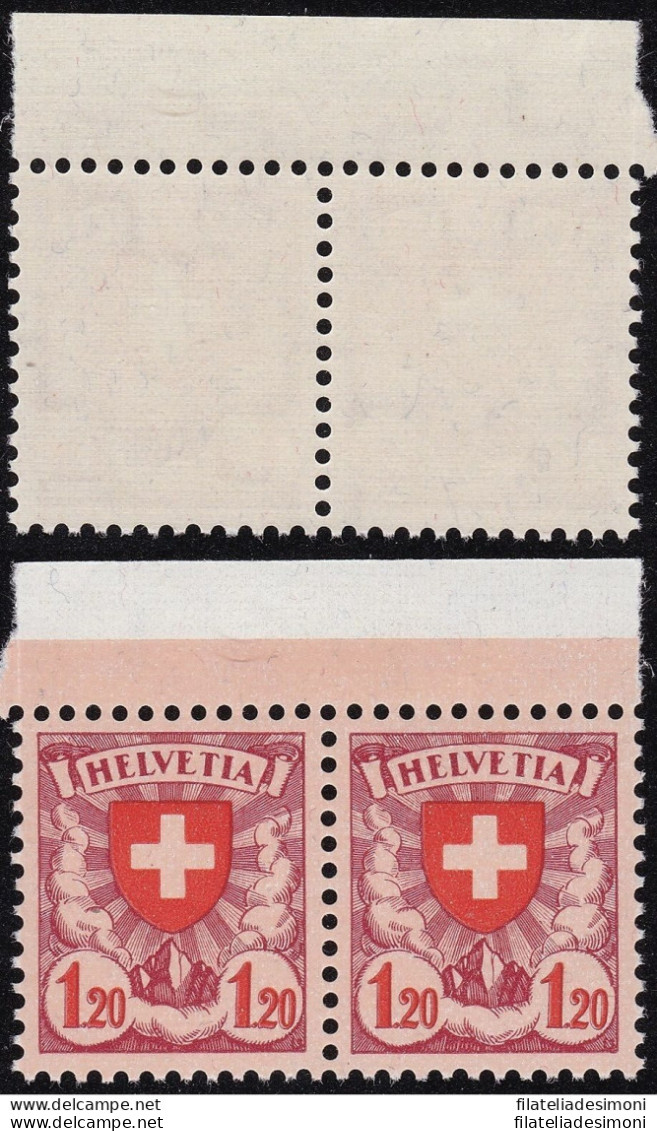 1933-34 SVIZZERA, N° 209b , Carta Patinata Goffrata , Croce E Scudo, Coppia , M - Autres & Non Classés