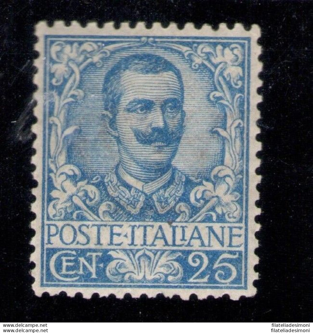 1901 Italia Regno , N. 73 , Tipo Floreale , 25 Cent Azzurro , Ottimamente Centrato , Siglato Alberto Diena - MNH** - Other & Unclassified