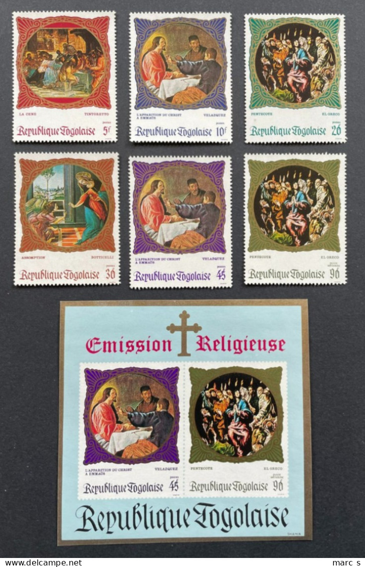 TOGO 1969 -NEUF**/MNH SERIE COMPLETE Mi 713 / 718 + BL 42 -   YT  610 / 614 + PA 111 + BF 38 - REGILION - Togo (1960-...)