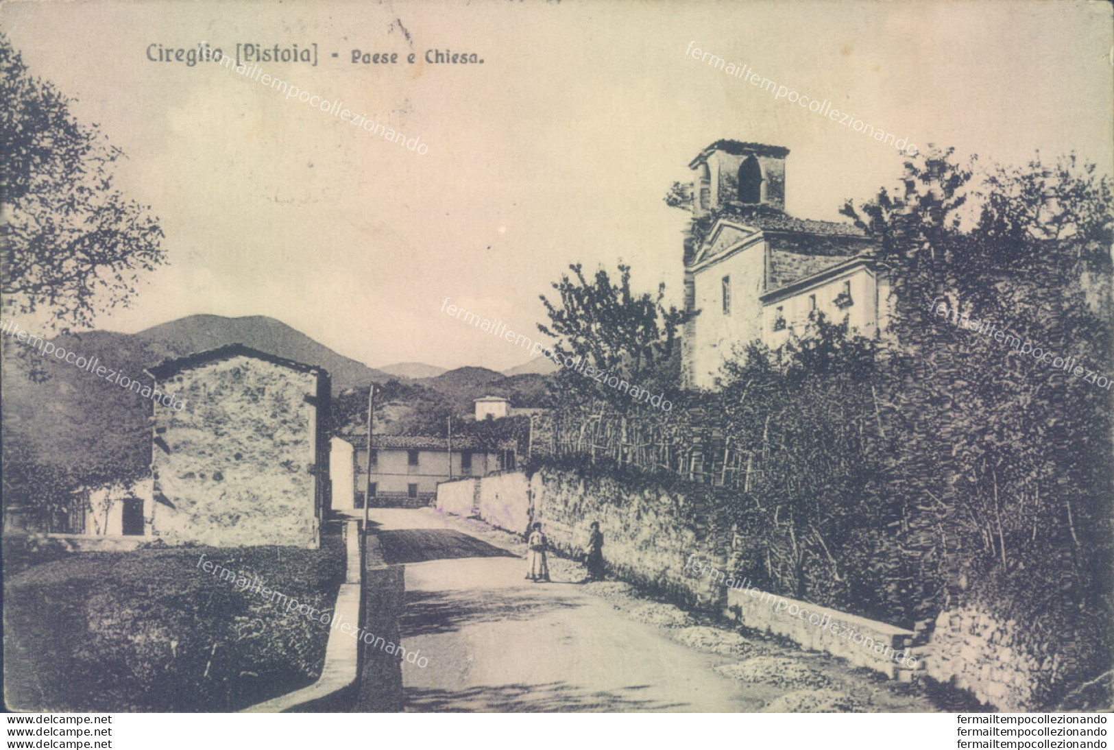 Ae23 Cartolina Cireglio Paese E Chiesa 1915 Posta Militare 32 Divisione Pistoia - Pistoia