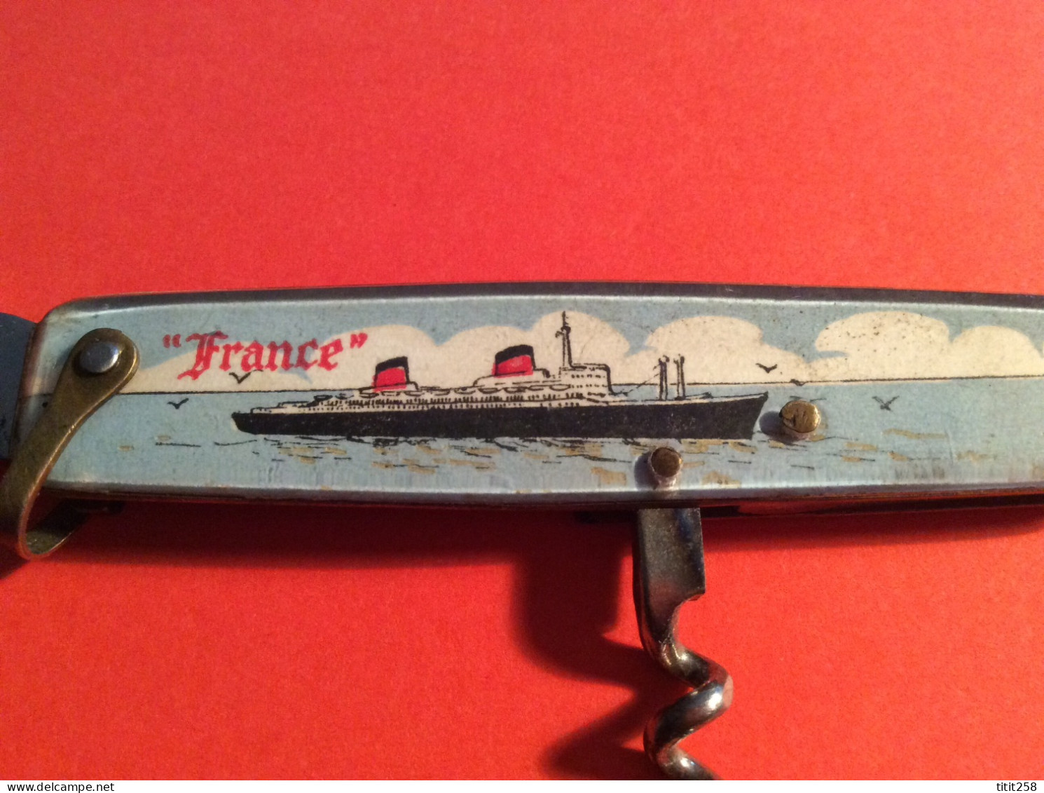 Rare Canif / Couteau Pradel Souvenir Voyage Bateau PAQUEBOT FRANCE LE HAVRE 76 Seine Maritime Normandie Années 60