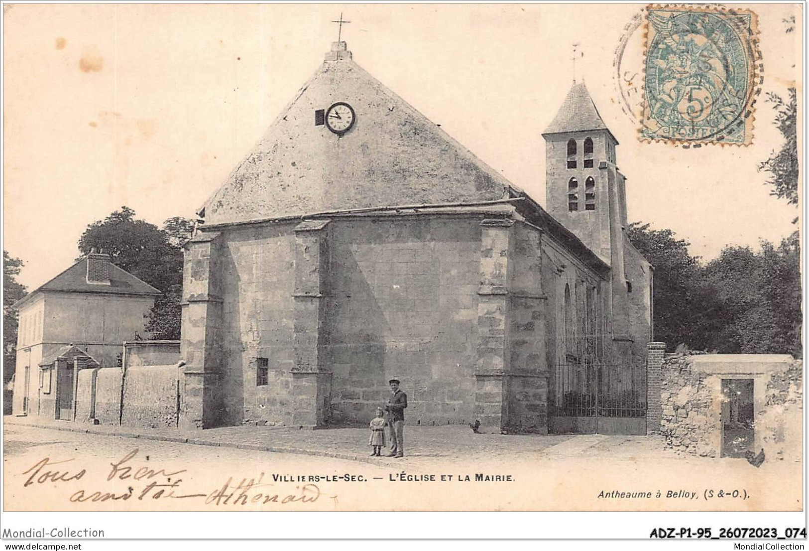 ADZP1-95-0038 - VILLIERS-LE-SEC - L'église Et La Mairie - Villiers Le Bel