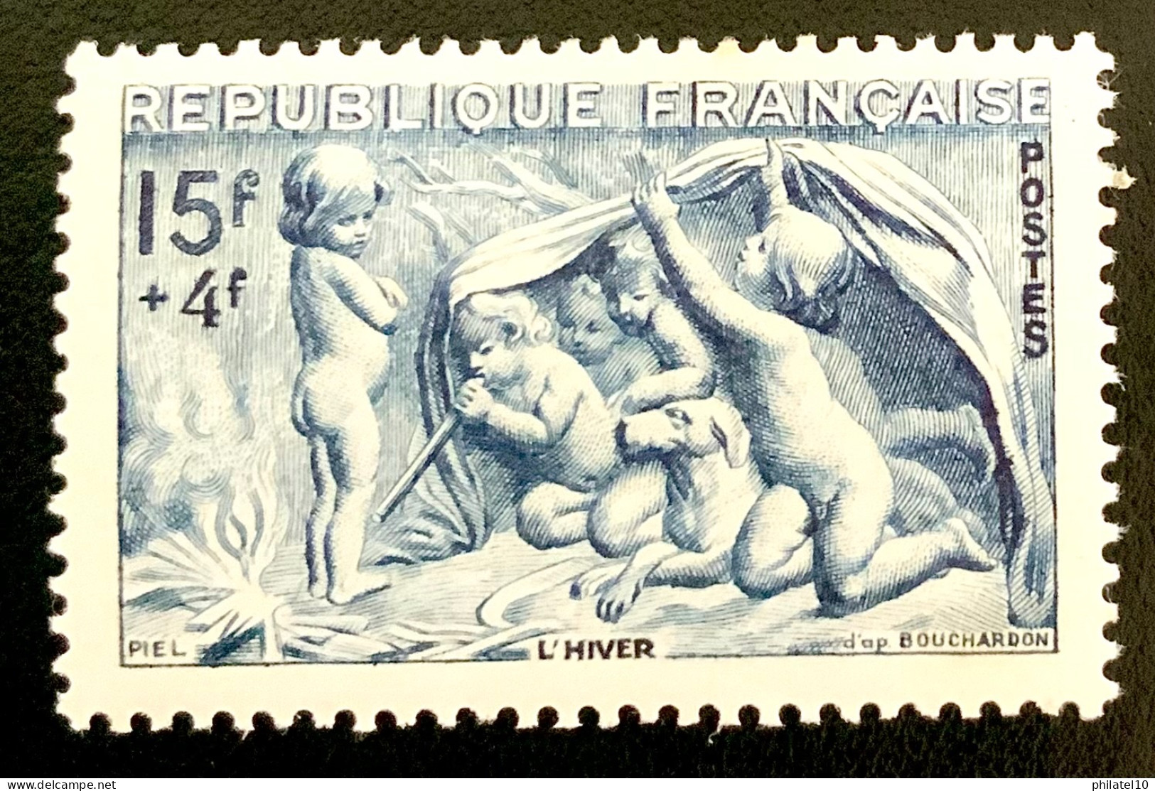 1949 FRANCE N 862 L’HIVER PAR EDME BOUCHARDON - NEUF** - Unused Stamps