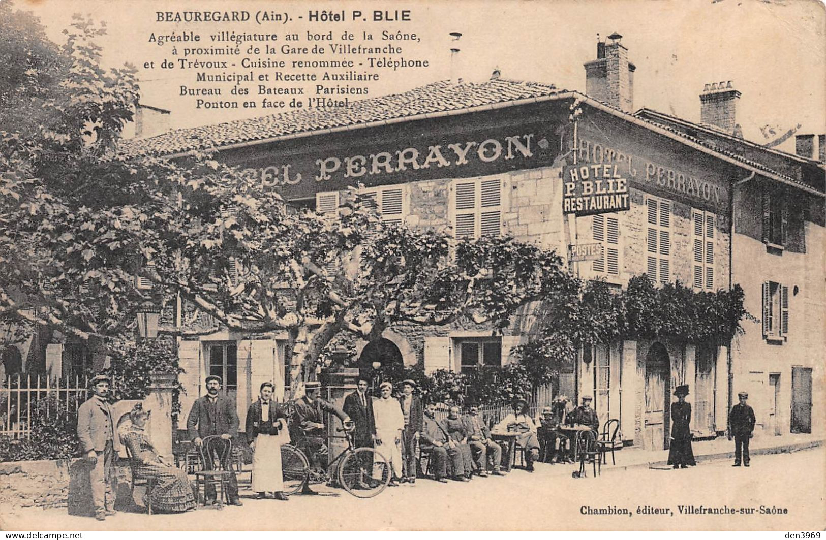 BEAUREGARD (Ain) - Hôtel-Restaurant P. Blie, Perrayon - Voyagé 1911 (2 Scans) - Unclassified