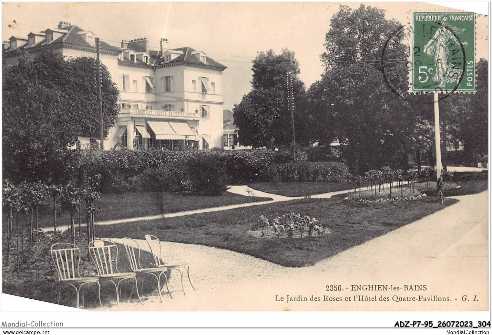 ADZP7-95-0594 - ENGHIEN-les-BAINS - Le Jardin Des Roses Et L'hôtel Des Quatre-pavillons - Enghien Les Bains