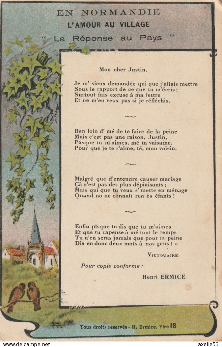 Haute Normandie (10217) L'Amour Au Village, "La Réponse Au Pays" - Haute-Normandie