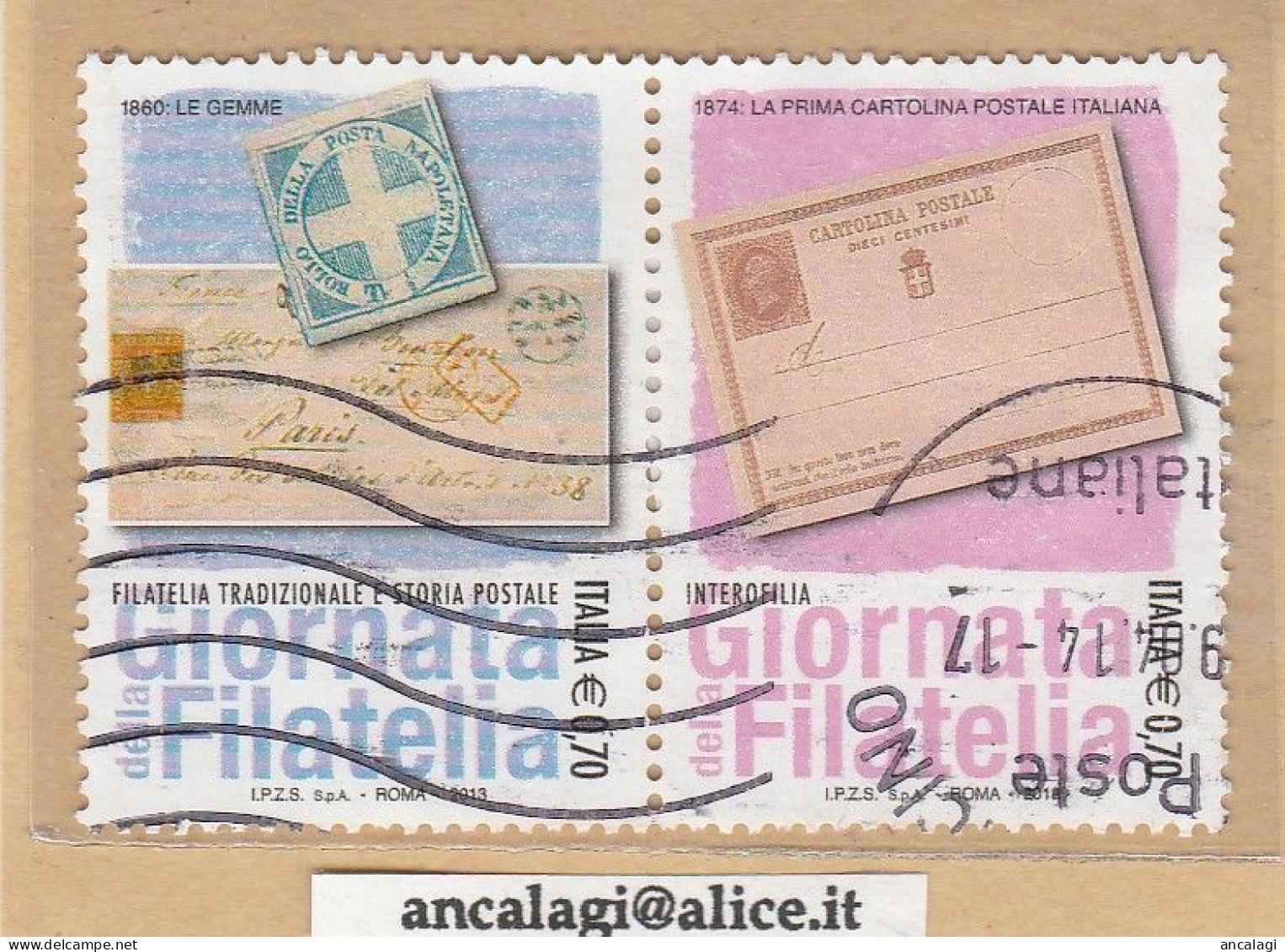 USATI ITALIA 2013 - Ref.1247 "GIORNATA DELLA FILATELIA" 2 Val. In Coppia - - 2011-20: Used