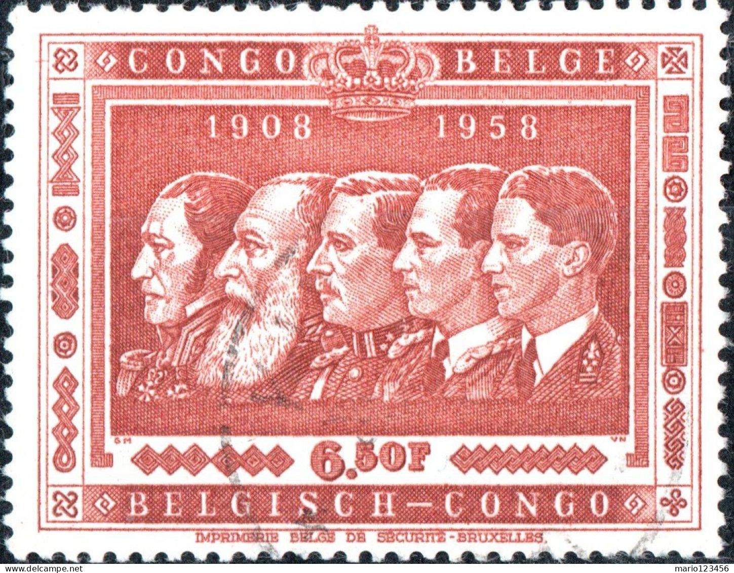 CONGO BELGA, BELGIAN CONGO, ANNESSIONE DEL CONGO, 6,5 Fr., 1958, FRANCOBOLLI USATI Scott:BE-CD 304, Yt:BE-CD 348 - Usados