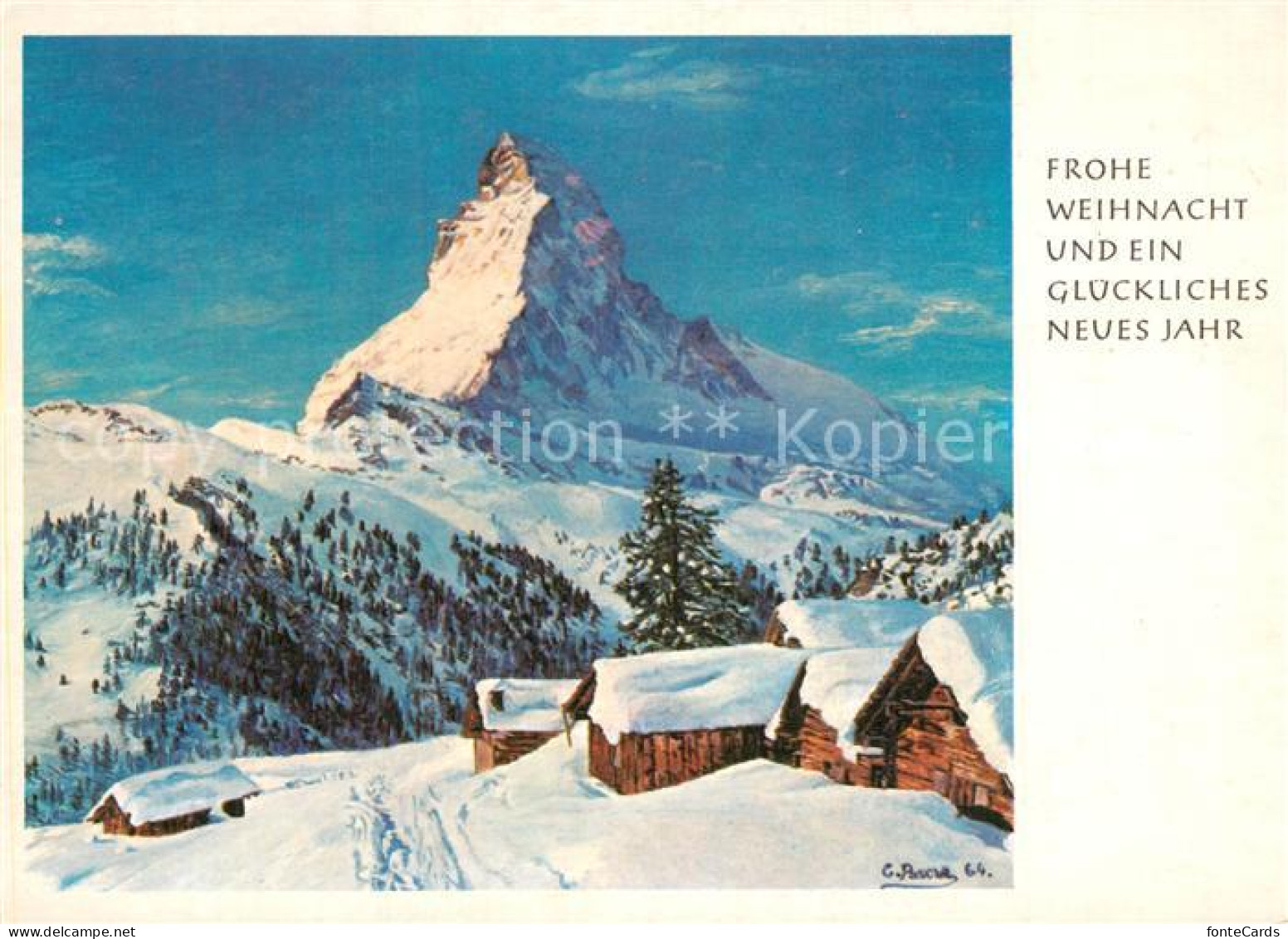 13611610 Zermatt VS Bergwinter Mit Matterhorn Kuenstlerkarte Zermatt VS - Other & Unclassified