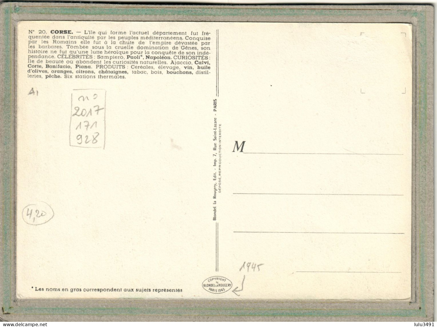 CPA (20)(2A)+(2B) Ajaccio, Bastia, Bonifacio, Calvi, Sartène - Illustration De L'ile ParJ.P. Pinchon - 1945 - Ajaccio