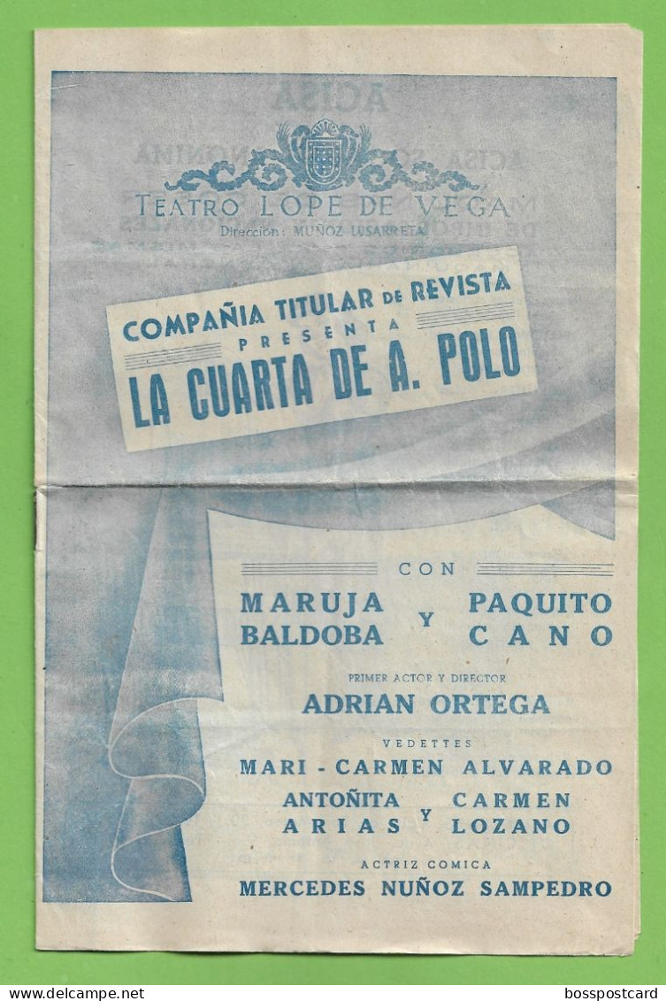 Madrid - Teatro Lope De Vega - Compañia Titular De Revista - Programa - Actor - Actriz - Artista - España - Programma's