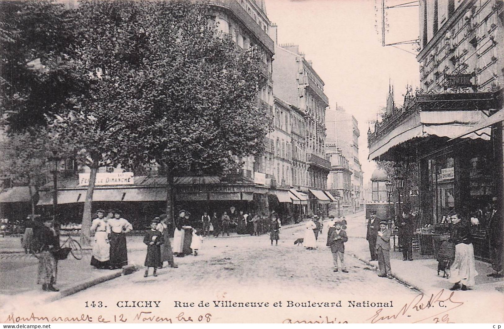 Clichy -  Rue De Villeneuve Et Boulevard National - CPA °J - Clichy