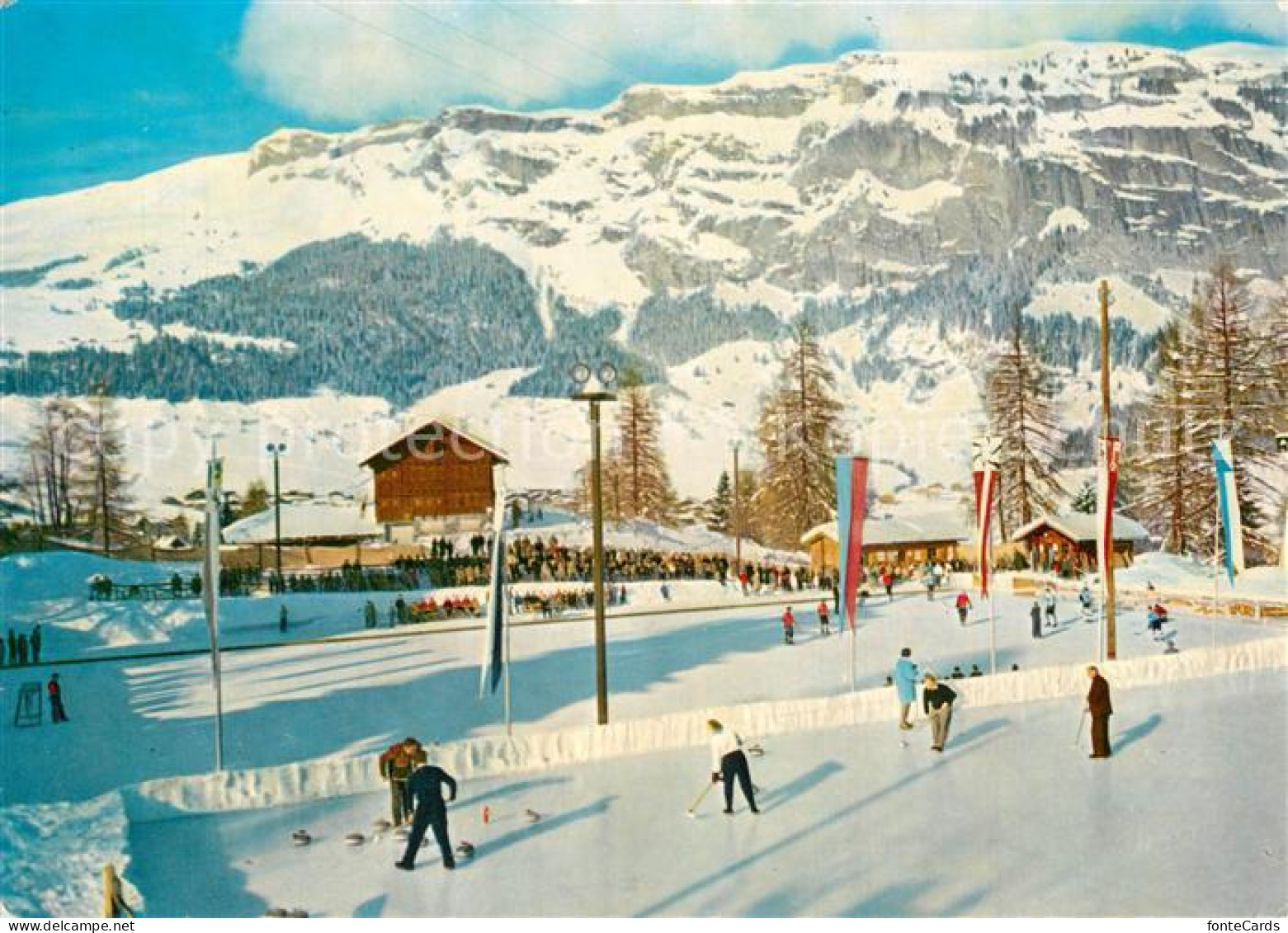 13609388 Flims Waldhaus Curling- Und Eisplatz Mit Flimserstein Winterlandschaft  - Other & Unclassified