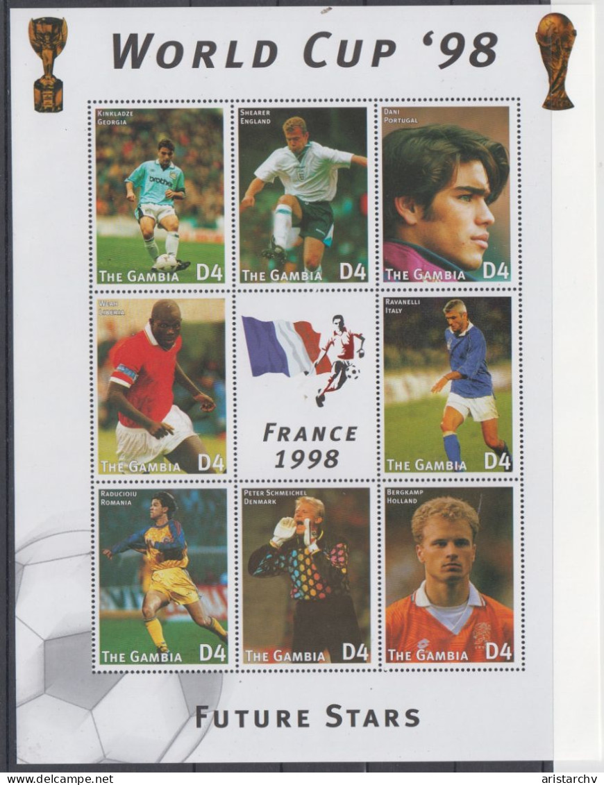 GAMBIA 1998 FOOTBALL WORLD CUP 4 S/SHEETS 4 SHEETLETS AND 6 STAMPS - 1998 – France