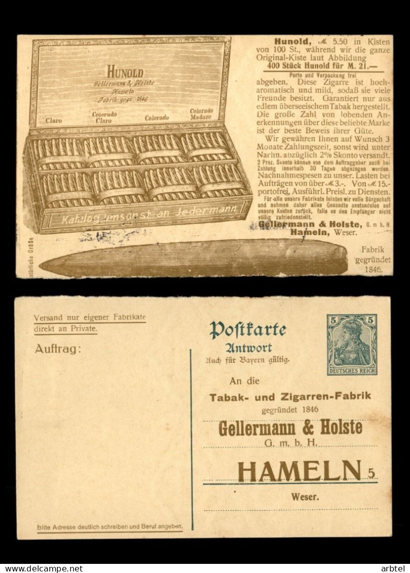 ALEMANIA ENTERO POSTAL GERMANIA PUBLICIDAD PURO TABACO TOBACCO - Tabak