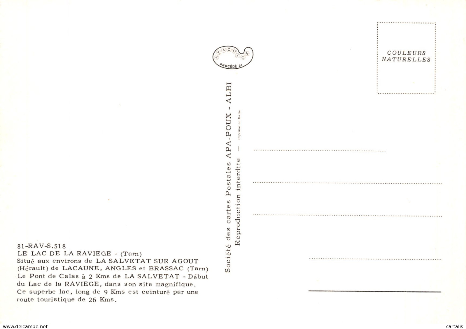 81-LAC DE LA RAVIEGE-N° 4415-D/0205 - Otros & Sin Clasificación