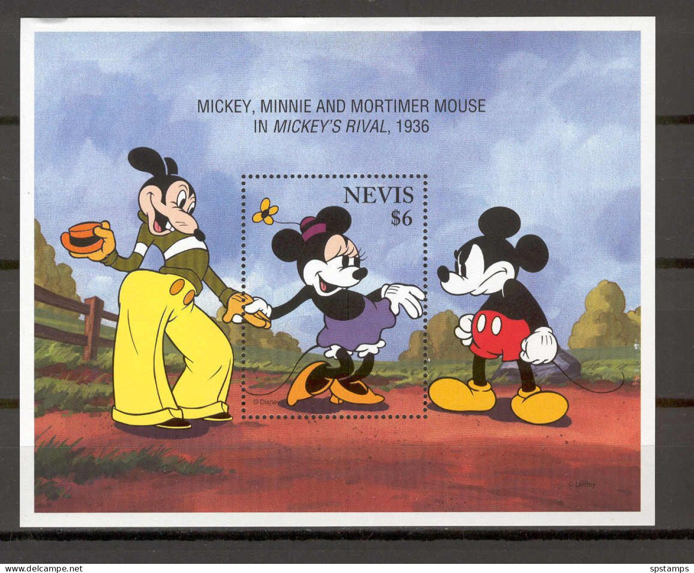 Disney Nevis 1995 Mickey, Minnie And Mortimer Mouse MS MNH - Disney