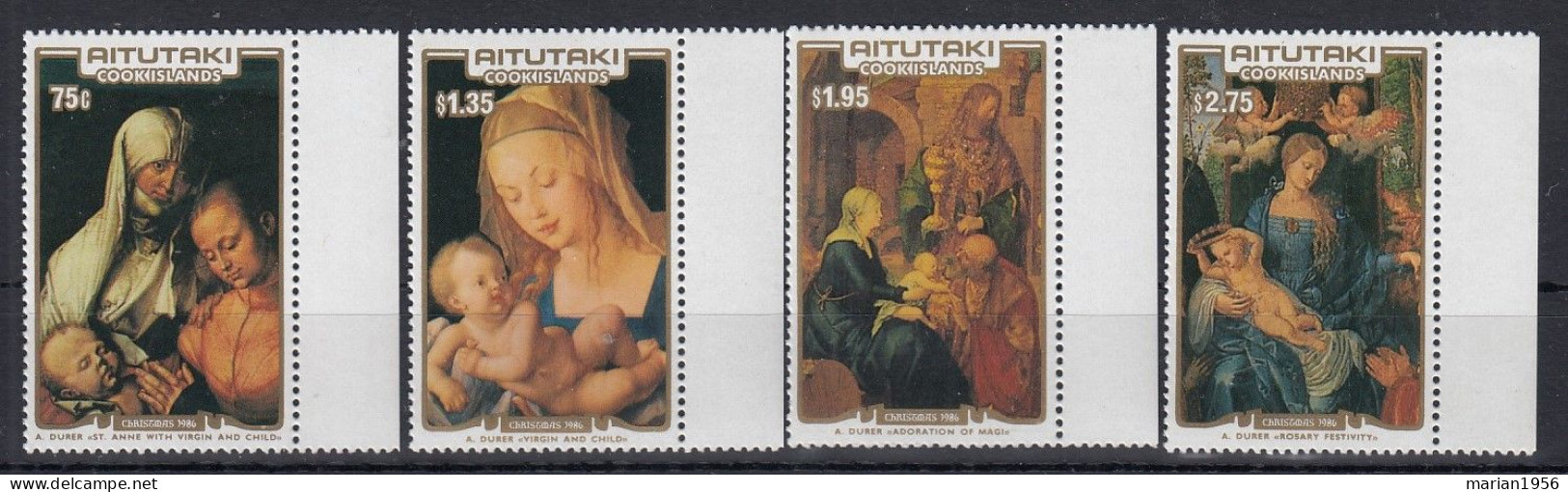 Aitutaki 1986 - Peinture - NOEL 1986 - DURER - Michel 14 Eur. - Otros & Sin Clasificación