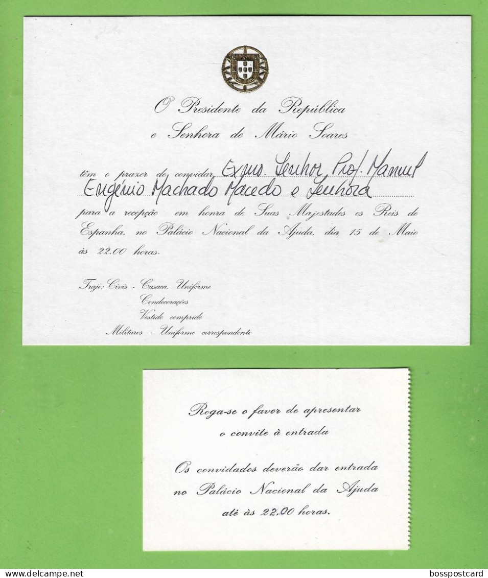 República Portuguesa - Convite Do Presidente Mário Soares - España - Portugal - Non Classificati