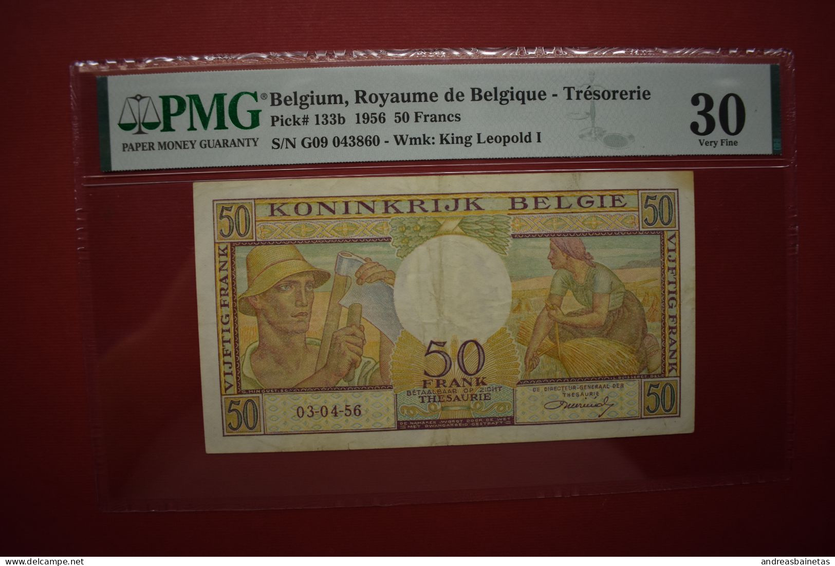 Banknotes  Belgium 50 Francs 1956 VF PMG 30 - Other & Unclassified