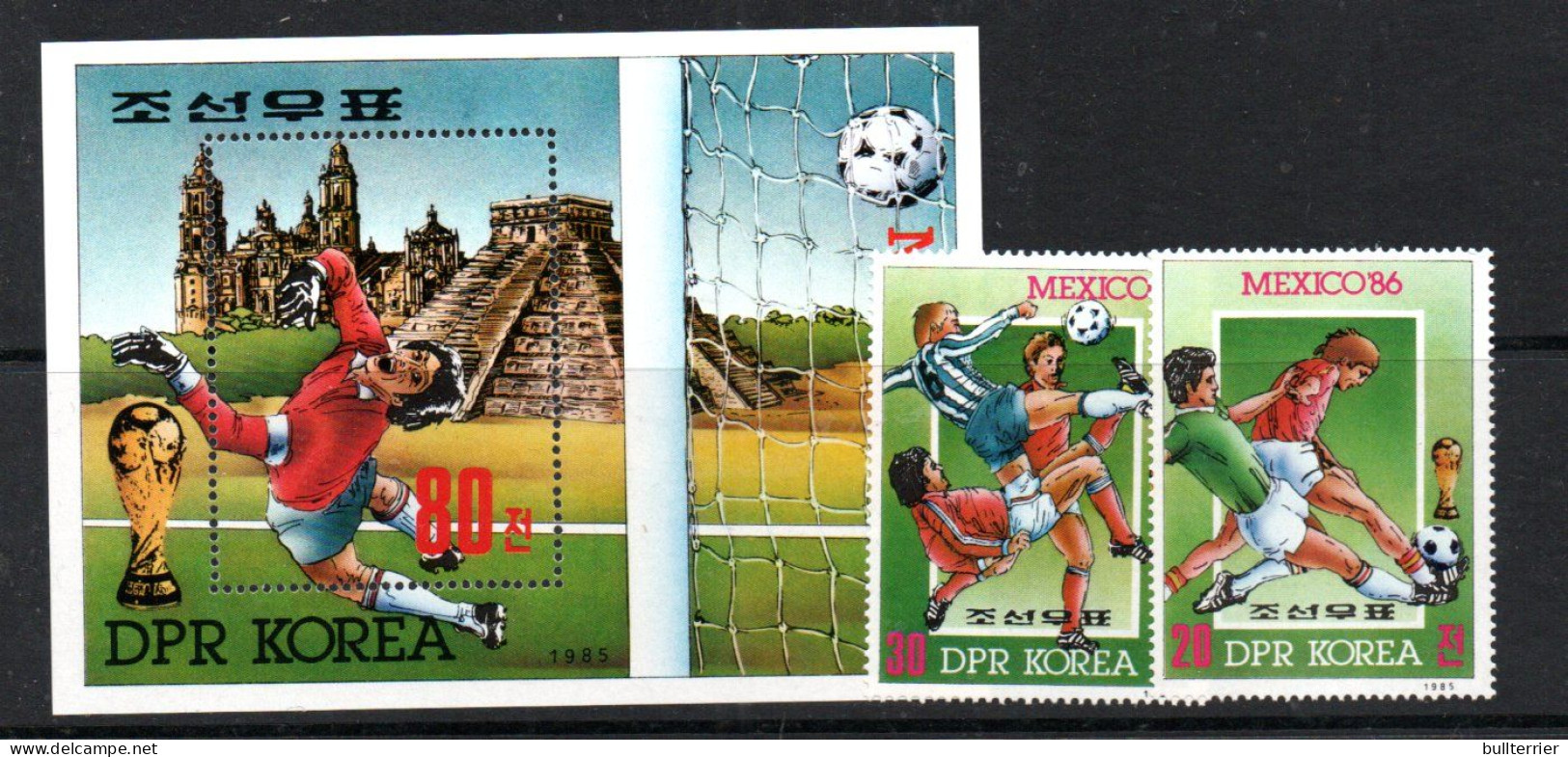 SOCCER-North Korea- 1986 - Mexico World Cup Set Of 2 + S/sheet (1st Issue) Mint Never Hinged SG Cat £8.25 - 1986 – Mexico