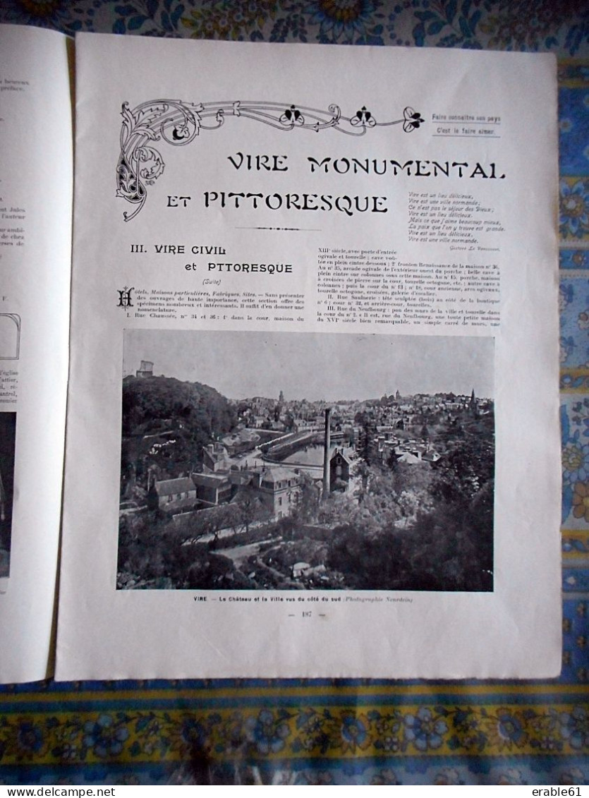 LA REVUE ILLUSTREE DU CALVADOS 12/ 1911 THEODORE LEGRAND VIRE CHATEAU FONTAINE ETOUPEFOUR COUR VAUDON YHEATRE - Normandië