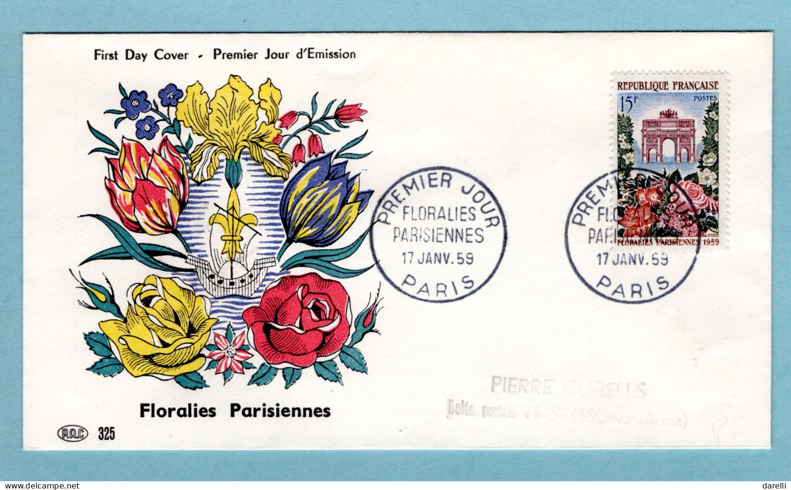 FDC France 1959 - Floralies Floralies Parisiennes 1959 - YT 1189 - Paris - 1960-1969