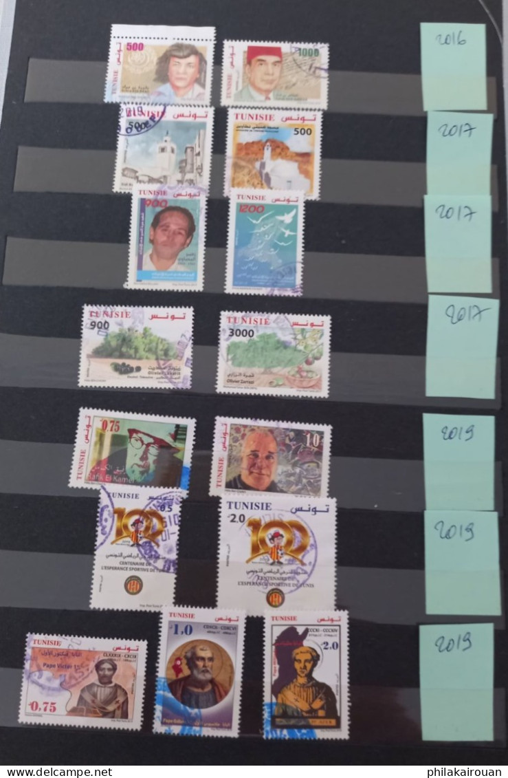 Lot de 80 séries complètes de timbres oblitérés (deux séries neufs parmis eux) tunisins entre 1960 et 2023