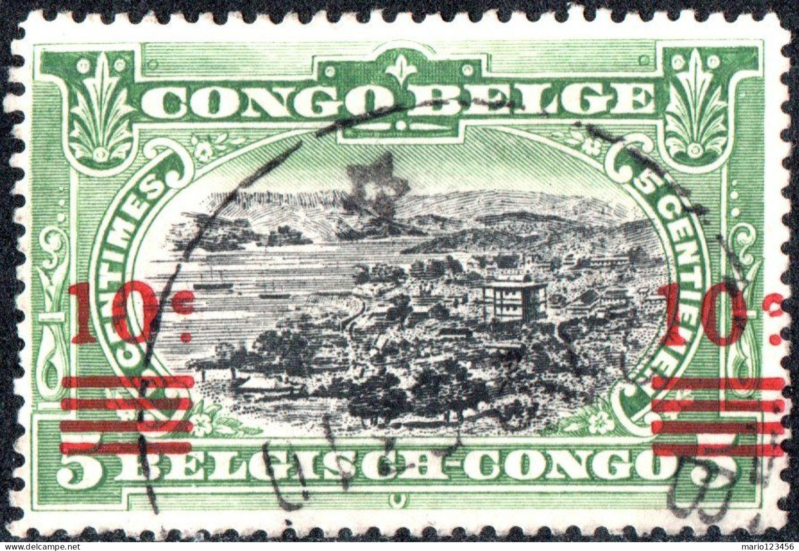 CONGO BELGA, BELGIAN CONGO, PAESAGGI, LANDSCAPE, 1921, USATI Mi:BE-CD 47, Scott:BE-CD 65, Yt:BE-CD 86 - Usados