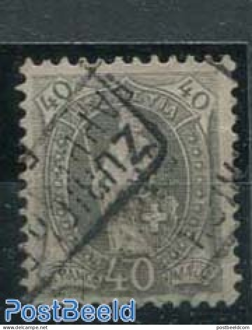 Switzerland 1882 40c, Black Turkish-grey, Contr. 1X, Perf. 11.75, Used Stamps - Oblitérés