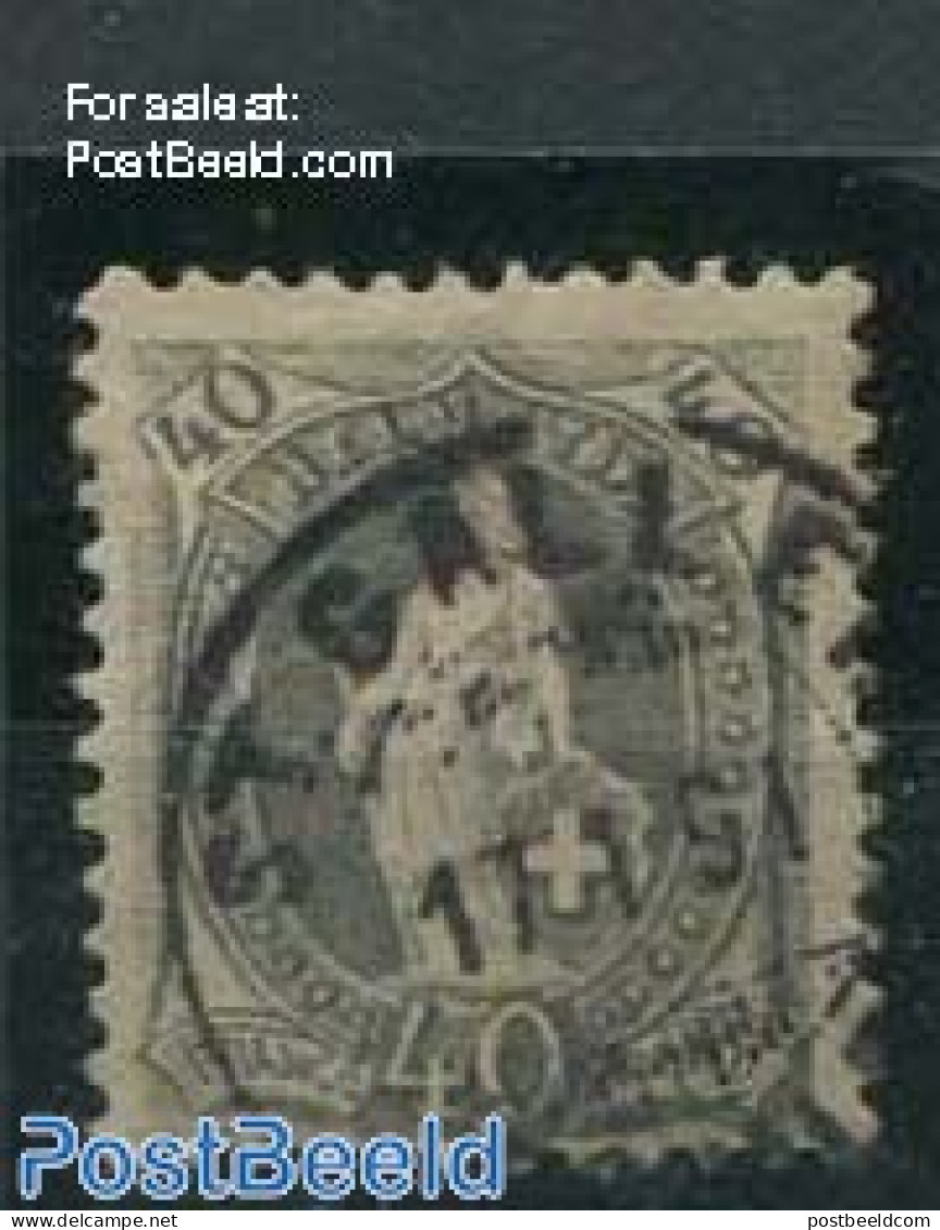 Switzerland 1882 40c, Dark Turkish-grey, Contr. 1X, Perf. 11.75, Used Stamps - Oblitérés