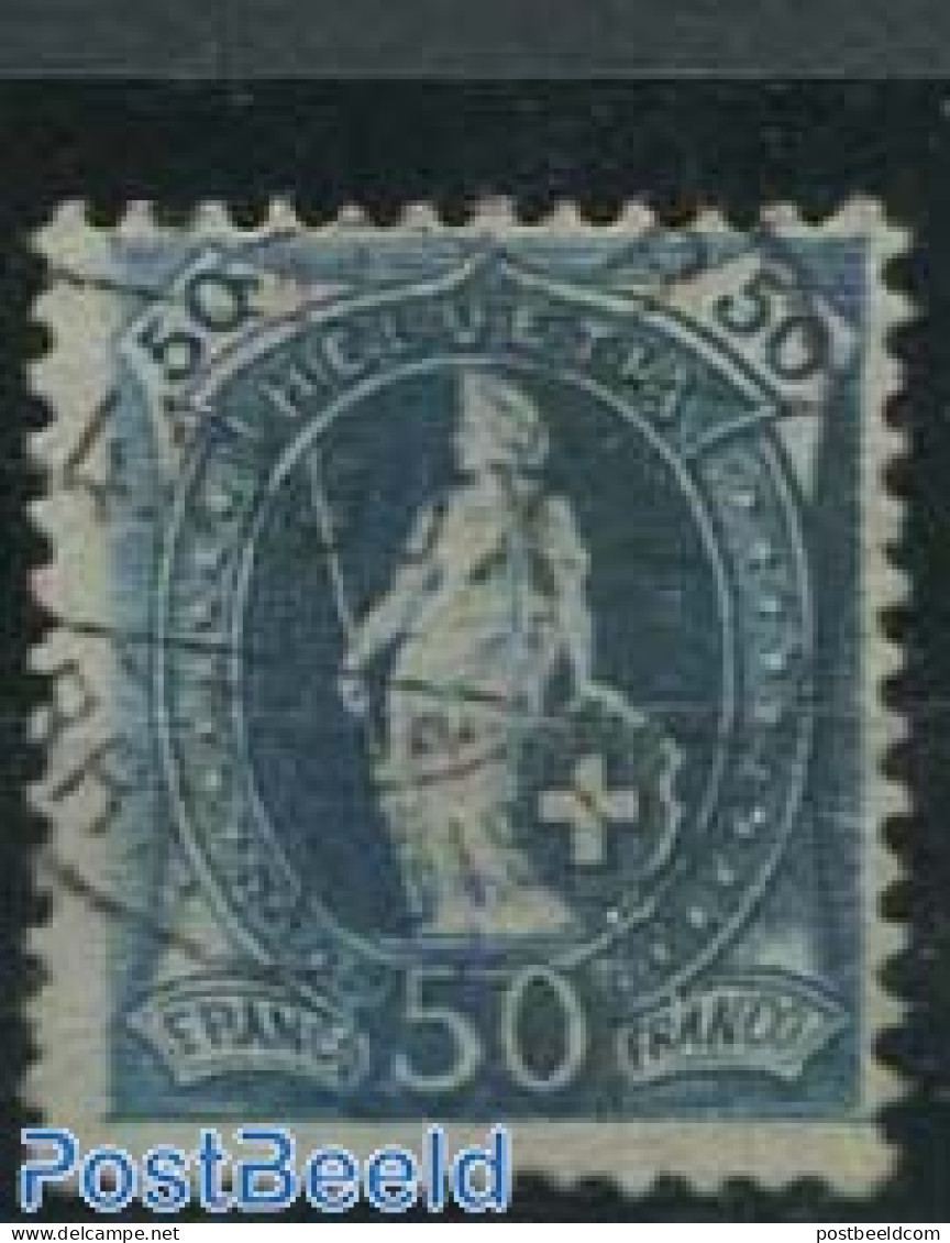 Switzerland 1882 50c, Dark Grey-ultramarine, Contr 1X, Perf. 11.75, Used Stamps - Usados