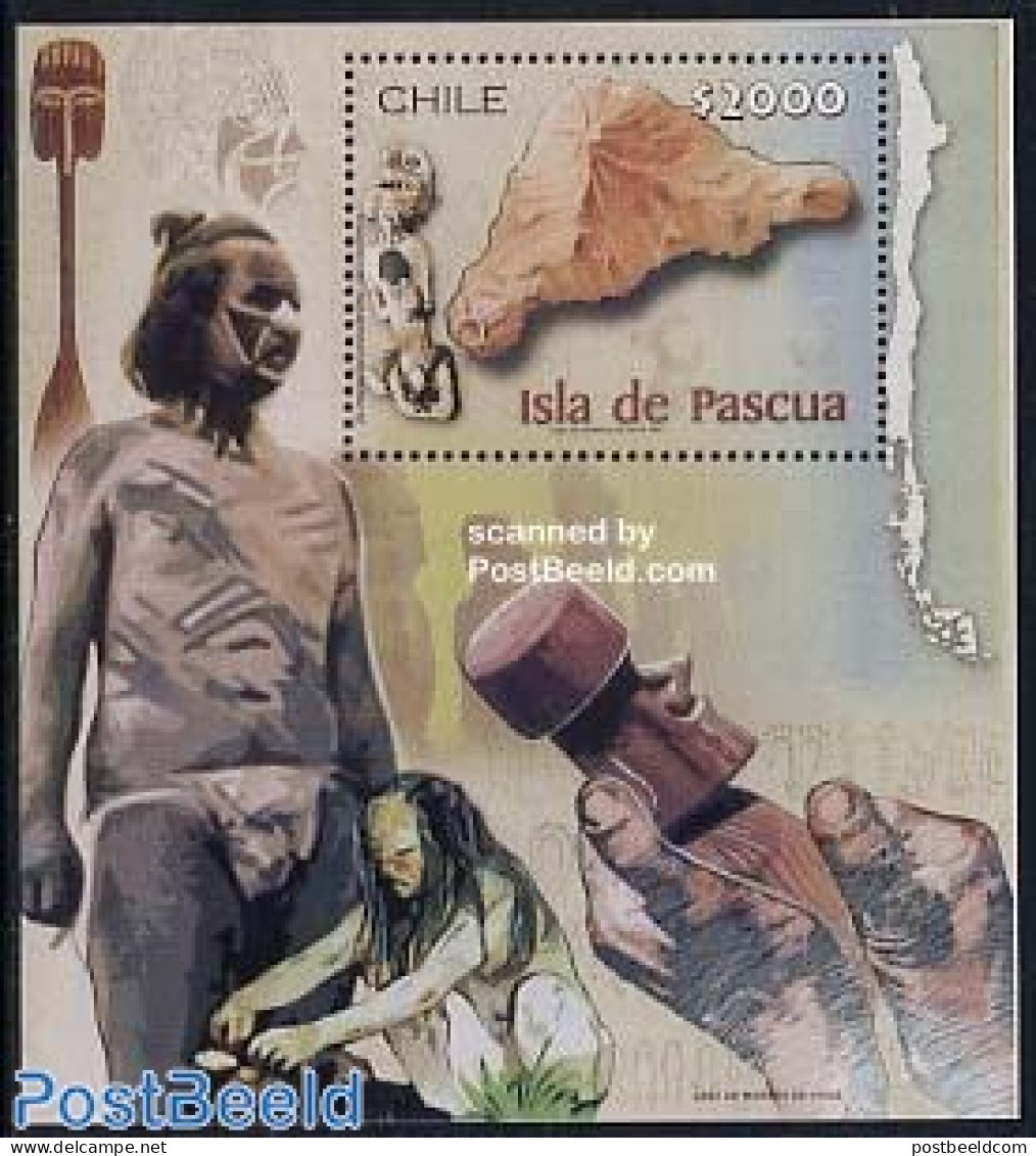Chile 2001 Isla De Pascua S/s, Mint NH, History - Various - Archaeology - Maps - Archäologie