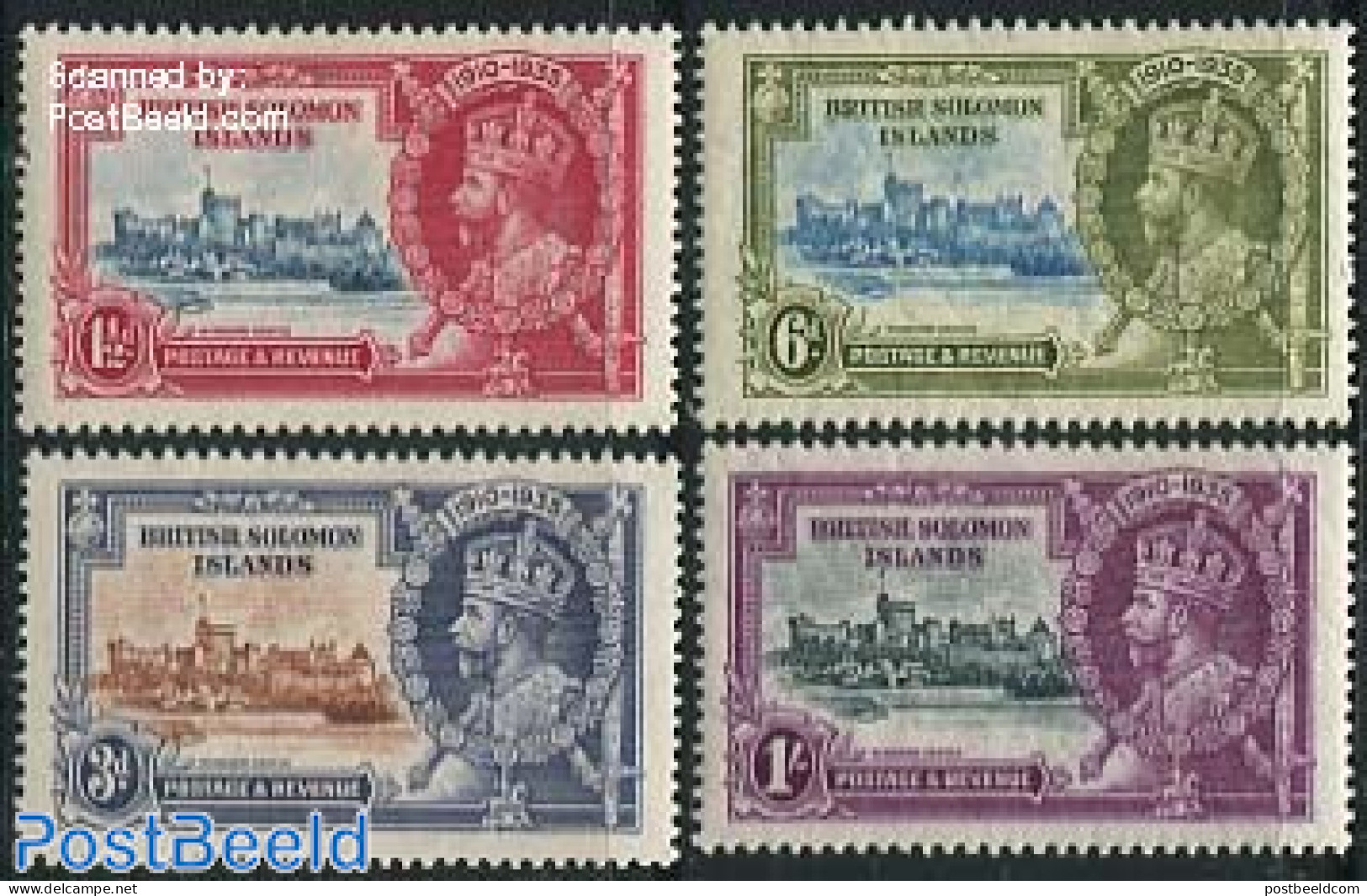 Solomon Islands 1935 Silver Jubilee 4v, Mint NH, History - Kings & Queens (Royalty) - Art - Castles & Fortifications - Case Reali