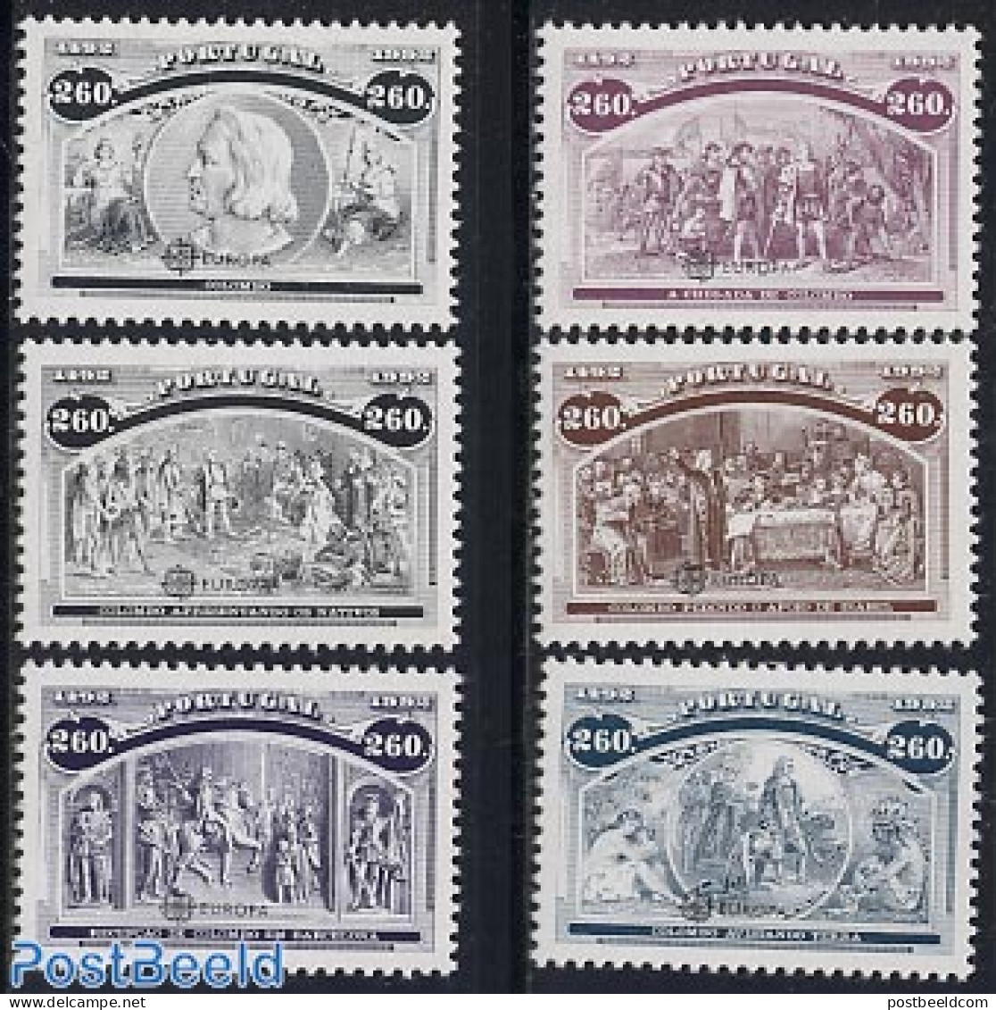 Portugal 1992 Columbus 6v (from S/s), Mint NH, History - Explorers - Nuevos