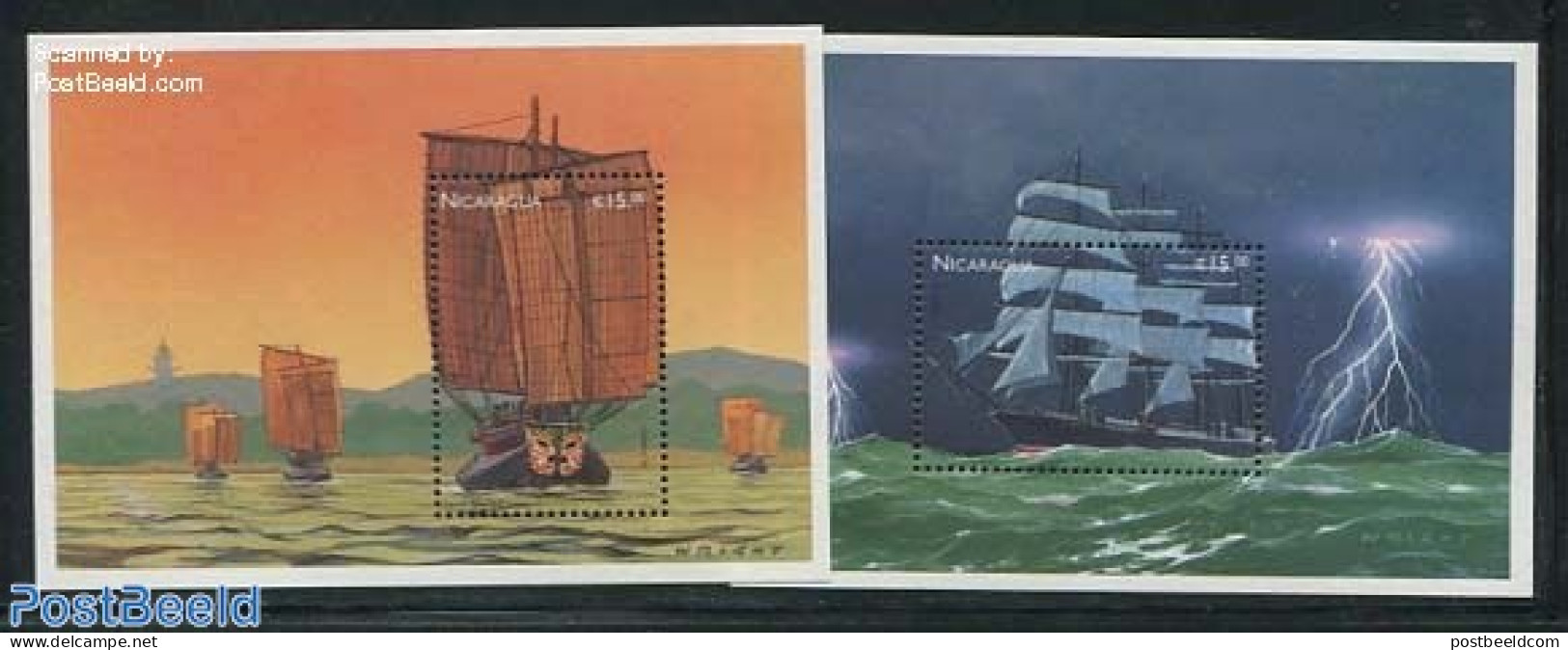 Nicaragua 1996 Sailing Ships 2 S/s, Mint NH, Transport - Ships And Boats - Barche