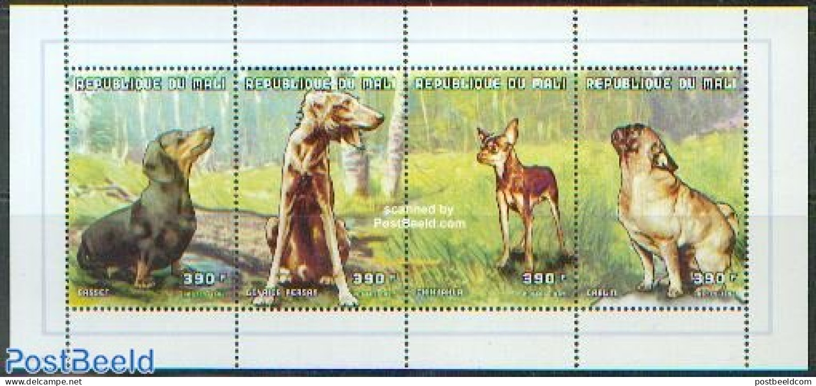 Mali 1998 Dogs 4v M/s, Mint NH, Nature - Dogs - Malí (1959-...)