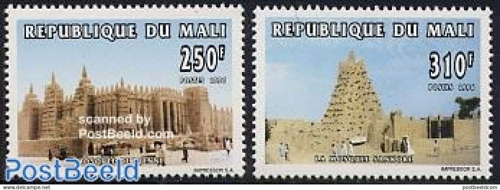 Mali 1996 Mosques 2v, Mint NH, Religion - Churches, Temples, Mosques, Synagogues - Art - Architecture - Churches & Cathedrals