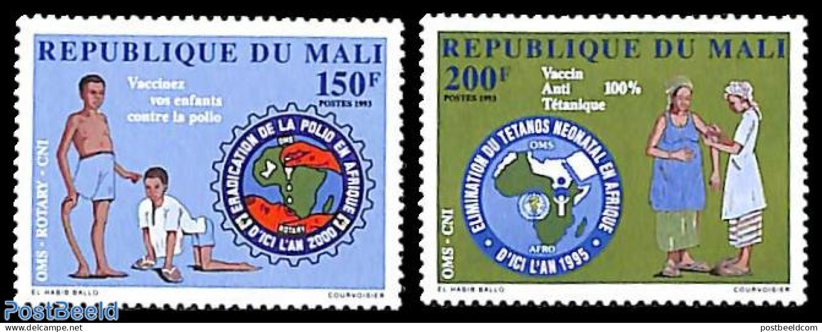 Mali 1993 WHO/Rotary 2v, Mint NH, Health - Various - Health - Rotary - Rotary, Lions Club