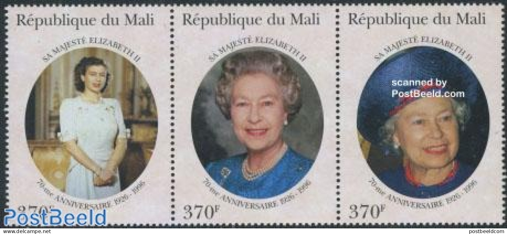 Mali 1996 Elizabeth II Birthday 3v [::], Mint NH, History - Kings & Queens (Royalty) - Familias Reales