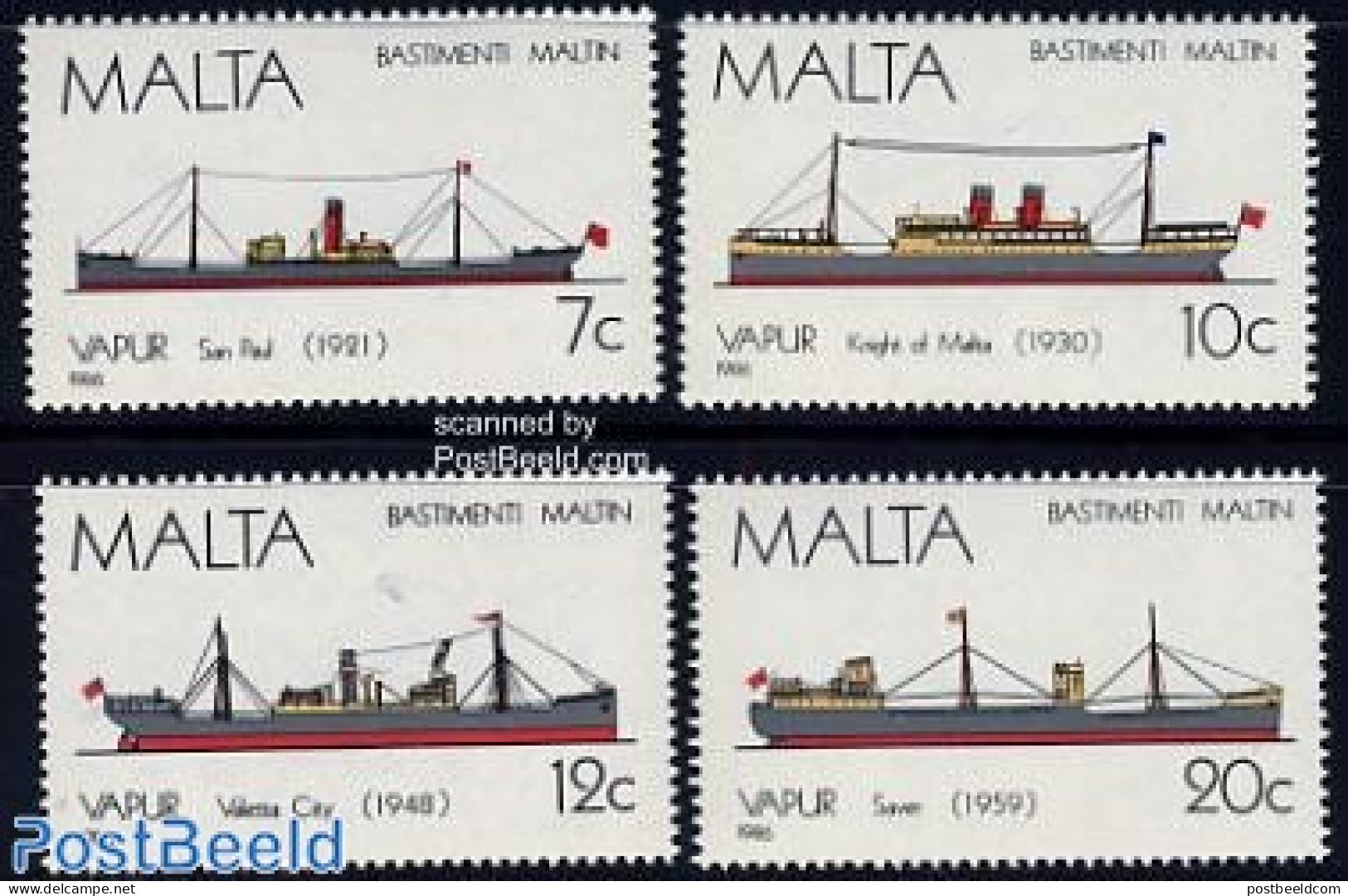 Malta 1986 Ships 4v, Mint NH, Transport - Ships And Boats - Ships